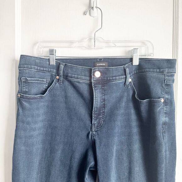 EXPRESS Conscious Edit Mid Rise Bootcut Stretch Size 16 Regular Darker Wash - Picture 2 of 11